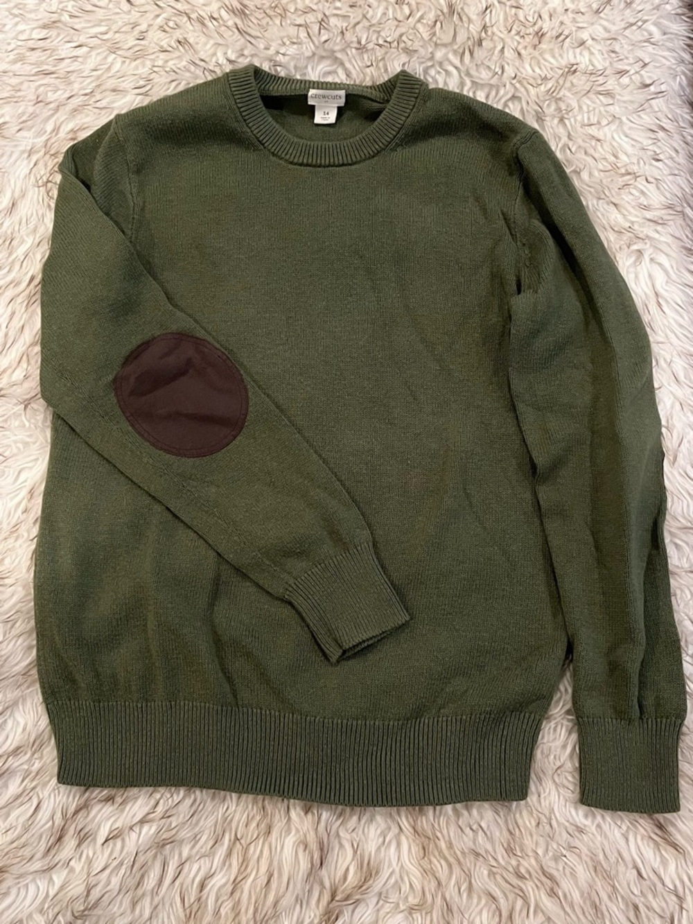 J.CREW Factory Crewcuts elbow-patch crewneck sweater - Green - Boys 14